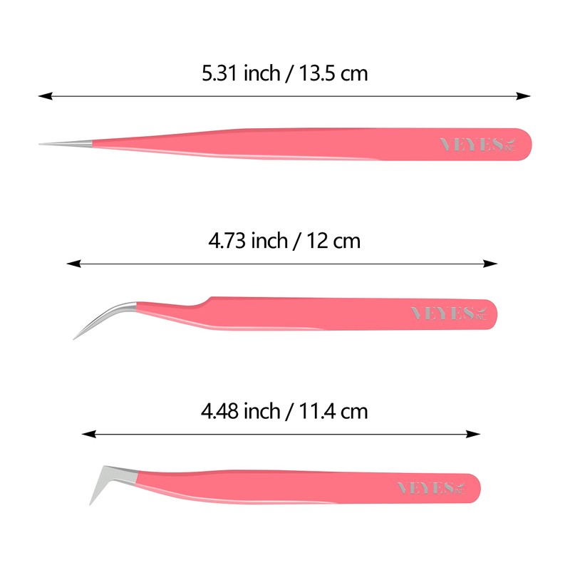 VEYES INC Lash Tweezers for Eyelash Extensions,High Precision Tweezers Kit