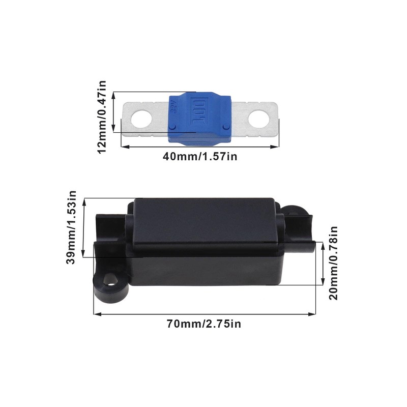 VGOL 2PCS Midi Fuse Holders & 2PCS 100Amp Midi Fuses