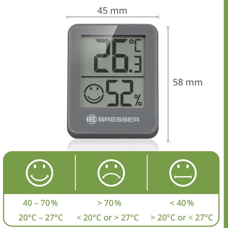 Bresser Temeo Thermometer Hygrometer, Hygro Indicator Set of 3 for