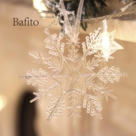 Plastic Snowflake Ornaments, 18pcs Sparkling White Iridescent Glitter Snowflake Ornaments on String Hanger for Christmas Decorating, Crafting,Wedding (3.93inch, White) (Transparent Color)