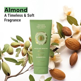 Panier des Sens- – Aceite de ducha de almendras – Gel de baño espumoso para mujeres y hombres – Jabón corporal hidratante con glicerina, aceite de almendras