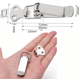 4pcs Stainless Steel Tension Clasp with Screws, Spring Toggle Latch Hasp, Catch Clamp Clip, Box Closure, Toggle Latch，Tension Clasp，Cap Lock for Toolbox Drawer Chest Case Cabinet Toggle Latch