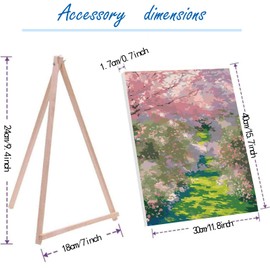 hyzsj Paint by Numbers Kit for Adults with Frame,Tree Flowers Paint by Numbers for Adults, Paint by Number with Easel, DIY Garden Paint by Number Kits for Home Wall Decor（11.8x15.7inch