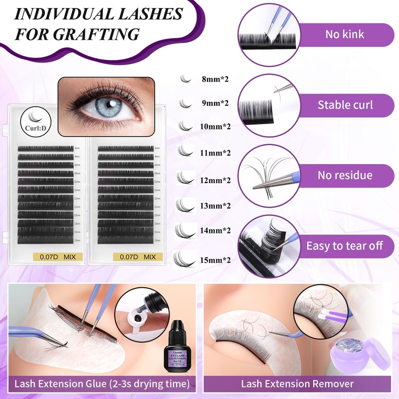 Eyelash Extension Kit for Beginners, Professional Lash Extension Supplies Set
