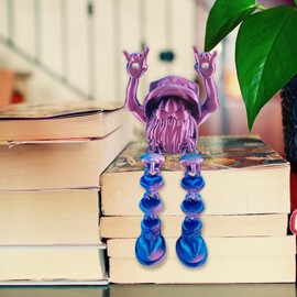 WUALAIER 3D Printed Hip-Hop Gnome Christmas Figurine Articulated Joints PLA Material Movable Arms & Legs Lively Holiday Decor Unique Xmas Gift Fun Desk Toy（Red and Blue）