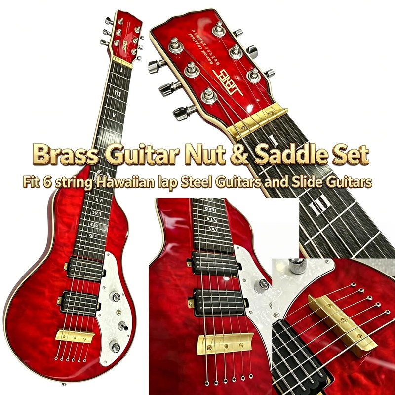 OVSAL Solid Brass Lap Steel Guitar Nut & Saddle Set,