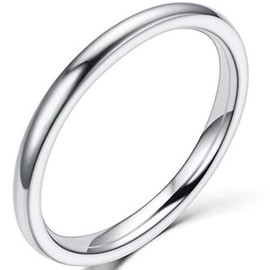 JUDE 2mm Stainless Stainless Steel Plain Stackable Wedding Band Ring (Silver, R)