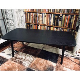 AZUMAYA SGS-229BK Folding Legs Coffee Center Table, W41.3 x D20.5 x H13.8 Inches, Natural Oak and Rubber Wood Material, Home and Living, Black Color