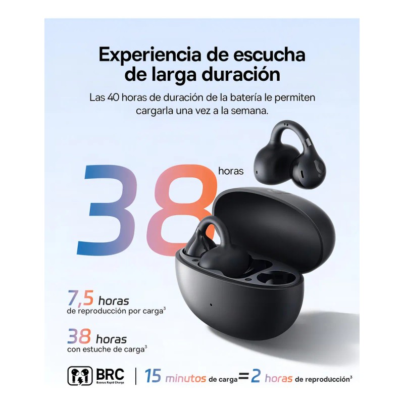 Audfonos de Oreja Abierta Baseus BC1, Clip-ear Inalambricos Bluetooth 6.0