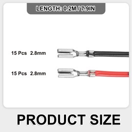sourcing map 30Pcs Female Spade Crimp Terminal with Insulating Sleeve 2.8mm, Female Spade Quick Connector Assortment Kit with 20cm Wires, Flame Retardant Cover