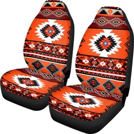 Dreaweet Aztec Car Seat Covers for Women Orange Southwestern Indian Ethnic Tribal Pattern Seat Covers for Cars SUV Trucks,Car Seat Protector Front Seats Only 2 Pcs