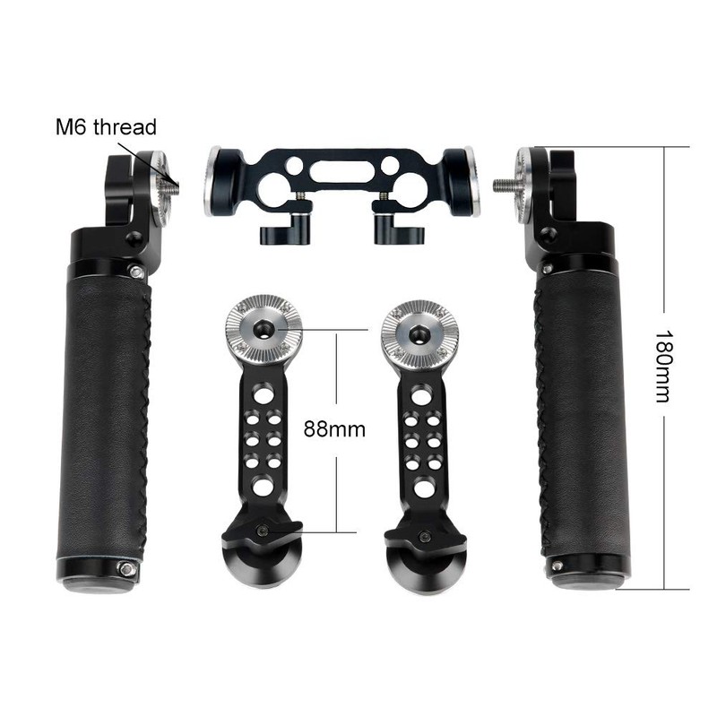 NICEYRIG Leather Rosette Handle Handgrip Kit with Rosette Extension Arm,