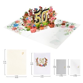 GREETING ART 50th Birthday Card,50th Anniversary Card,50th Birthday Pop Up Card,3D Greeting Card,50th Bday Card for Women, Men,50 Birthday Gifts for Wife, Husband, Him, Her