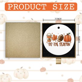 Tis the Season Fall Decorations for Home Fall Holiday Hanging Ornament Decor Autumn Thanksgiving Gifts Ideas Autumn Pumpkin Football Round Ceramic Hanging Ornaments