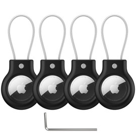 [4 PACK] Airtag Case With Wire Cable, Secure Holder Protective Cover Airtag Case for Travel Suitcase, Pet, Anti-Lost and Scratch-Resistant (4-Pack 01)