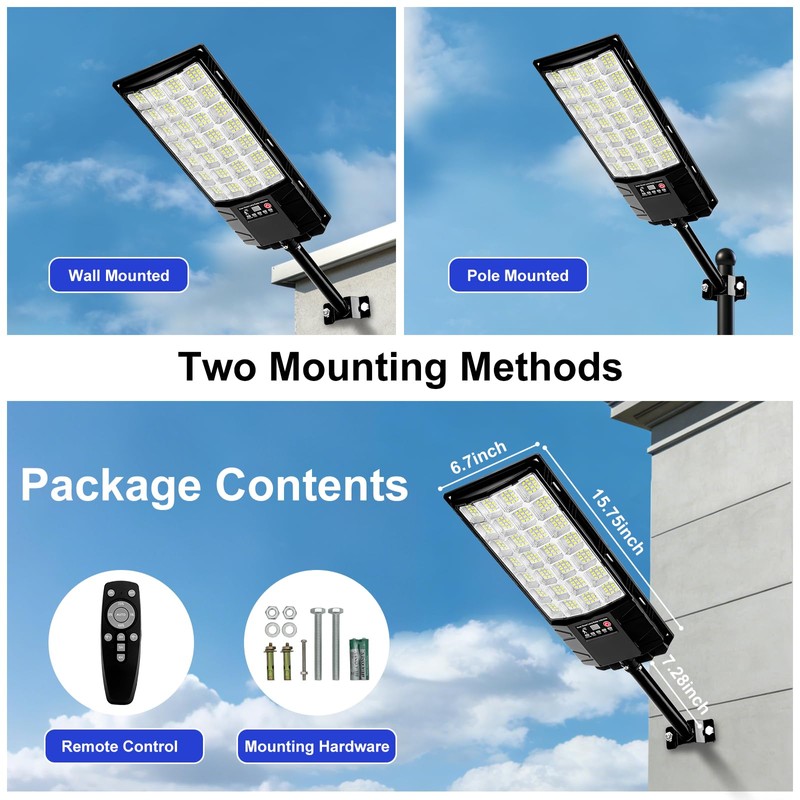 4-Pack Solar Street Lights, Outdoor LED Flood Light with Dual