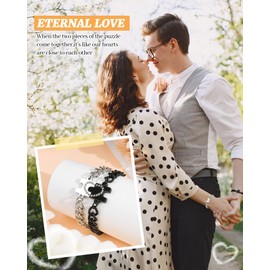 CheersLife Matching Bracelets for Couples - Long Distance Relationship Gifts Stainless Steel Couple Bracelets for Women Men, His Hers Bracelets for Boyfriend Girlfriend Lover Husband Valentine's Day