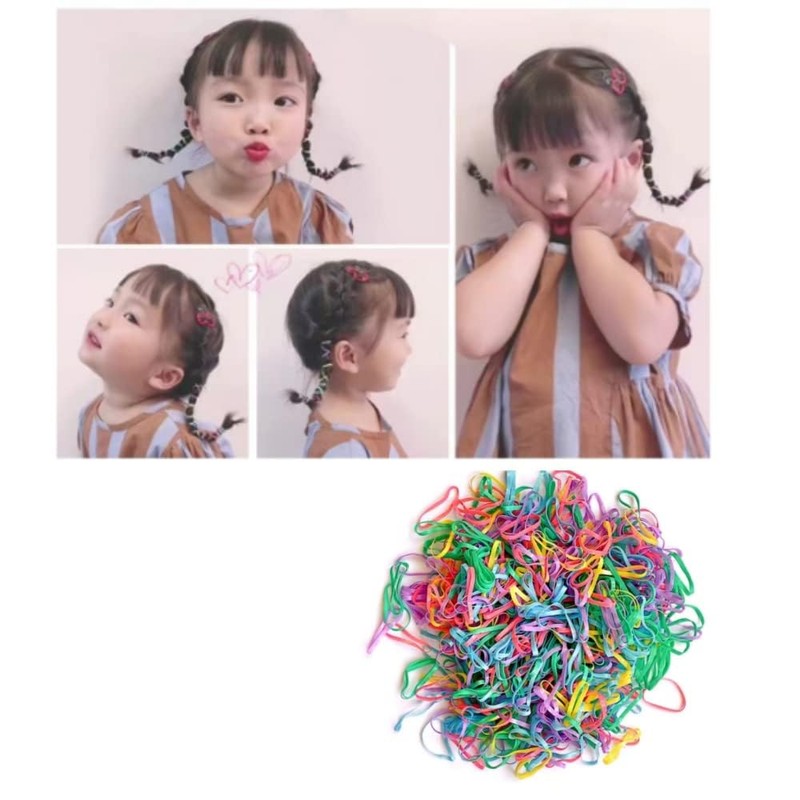 FEIFEI’S BOW 500 Pieces Multi Colour White Poly Rubber Bands