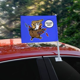 Trump Bird Eagle Chicken Fight Me America Funny Car Truck Flag with Window Clip On Pole Holder