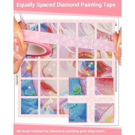 Diamond Painting Tape 12pcs Diamond Art Accessories and Tools, Diamond Painting Masking Tape, Diamond Art Tools Diamond Art Supplies Pink Washi Tape For Diamond Art Kit 0.59inch Width 60m Length Total
