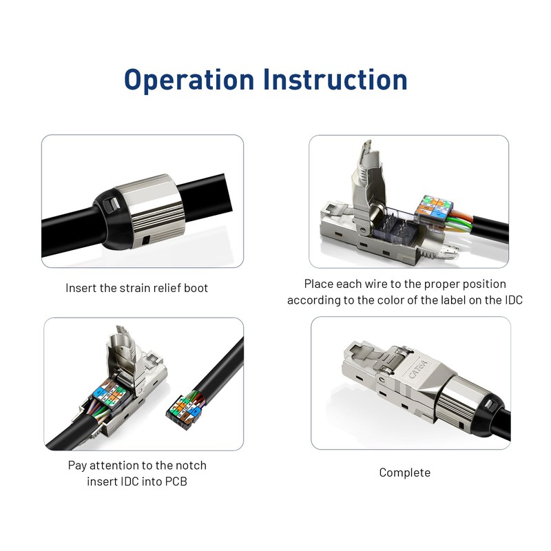 ZOERAX Cat 6A RJ45 Connectors Tool Free, 10 Gbps 500