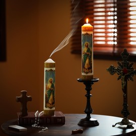 Nuanchu 2 Pcs Religious San Judas Candle St Jude San Judas Tadeo Prayer Candle Catholic Religiosos Catolicos Veladoras De Tadeo Jude The Apostle Prayer for Church Holy Week Easter Decor