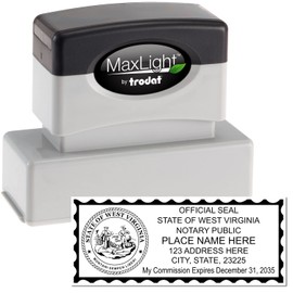 Premium MaxLight WV Notary Stamp for West Virginia Notary Public, State Seal Notarial Stamp, Impression Size 1" x 2-1/2", 5 Ink Colors, Notary Stamp West Virginia