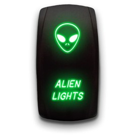 Alien Lights Laser Etched 5-Pin Vertical Rocker Switch ON-Off DPST Toggle Switch 20A 12V (Alien Lights, Green)