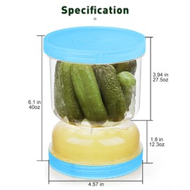 AIxibu Pickle Jar with Strainer Flip,40oz Pickle Flip Jar With Double Leak Proof,Food Storage Container of Pickles(1PCS)-Transparent Blue