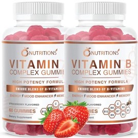 O NUTRITIONS O NUTRITIONS Vitamin B Complex Vegan Gummies with Vitamin B12, B7 as Biotin, B6, B3 as Niacin, B5, B6, B8, B9 as Folate for Stress, Energy and Healthy Immune System (2 Pack)