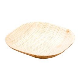 Restaurantware Indo 4 x 4 Inch Square Palm Plates 25 Microwavable Palm Leaf Appetizer Plates - Freezable Sustainable Areca Palm Leaf Plates Oven-Ready For Hot & Cold Foods