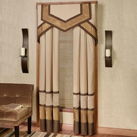 Delta Contemporary Luxury Washable Window Treatment | Sophisticated | Bronze, Champagne Gold, Golden Bronze | Pleated | Silky Polyester Satin | 4 Piece Set: Cornice Valance Set and 96L Curtain Pair