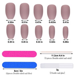 72 Pieces Nude Pink Matte False Nails, Ballerina False Nails, Full Coverage Fake Nails, Coffin Flat Press Nails, Coffin Ballerina Nails for Salon