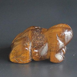 1.6'' Hand Carved Mixed Gemstone Crystal Frog Figurine Animal Carving (Golden Tiger Eye)
