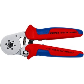 KNIPEX Self-Adjusting Crimping Pliers for Wire End Ferrules with Side Entry with Multi-Component Sleeves Chrome-Plated 180 mm 97 55 14 SB