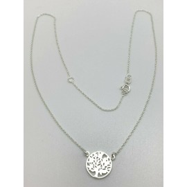 Unbranded 925 Sterling Silver Tree of Life Circle Necklace Chain 17", 2" adjustable