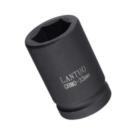 Unifizz 1 Inch Drive - 33mm Deep Impact Socket with 6 Point Design, Heat-Treated Cr-V Steel 80mm Length, Metric Sizes