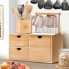 Charmewooden Bamboo Desk Organizer with Drawers Makeup Storage Drawer 3