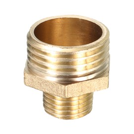 DTGN 1/2 BSP Male x 1/4 BSP Male Brass Pipe Fitting - 1Pack - Good for Pipe Connection - Brass Hex Nipple Connectors - Gold Tone