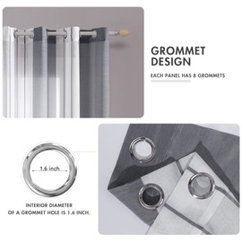 MIULEE 2 Panel Contemporary Decorative Ring Top Eyelet Voile Curtains Sheer Panels for Bedroom Livingroom Nursery Room 55" wide x85 Drop (140cm wide x 215cm Drop) Silver