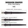 MISSION DARTS Mission Darts Sniper Points - Micro Grip- Black