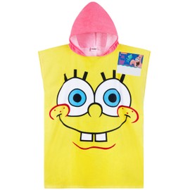 Get Trend SpongeBob Squarepants Bath Towel with Hood for Kids Teens Changing Robe Absorbent Cotton Poncho Towel Swim Bath Shower Beach Towel Holiday Essentials (Multi SpongeBob, 9-14 Years)