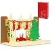 LIN17249 Pop Up 3D Christmas Cards, Christmas Fireplace, N439