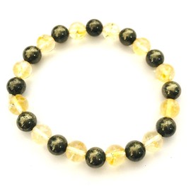 Golden Pyrite Citrine Beaded Bracelet Fashion Jewelry Crystal Healing Gift Wellness meditation energy handcrafted accessory gemstone