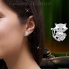 Cat with Heart Stud Earrings 925 Sterling Silver with Zirconia