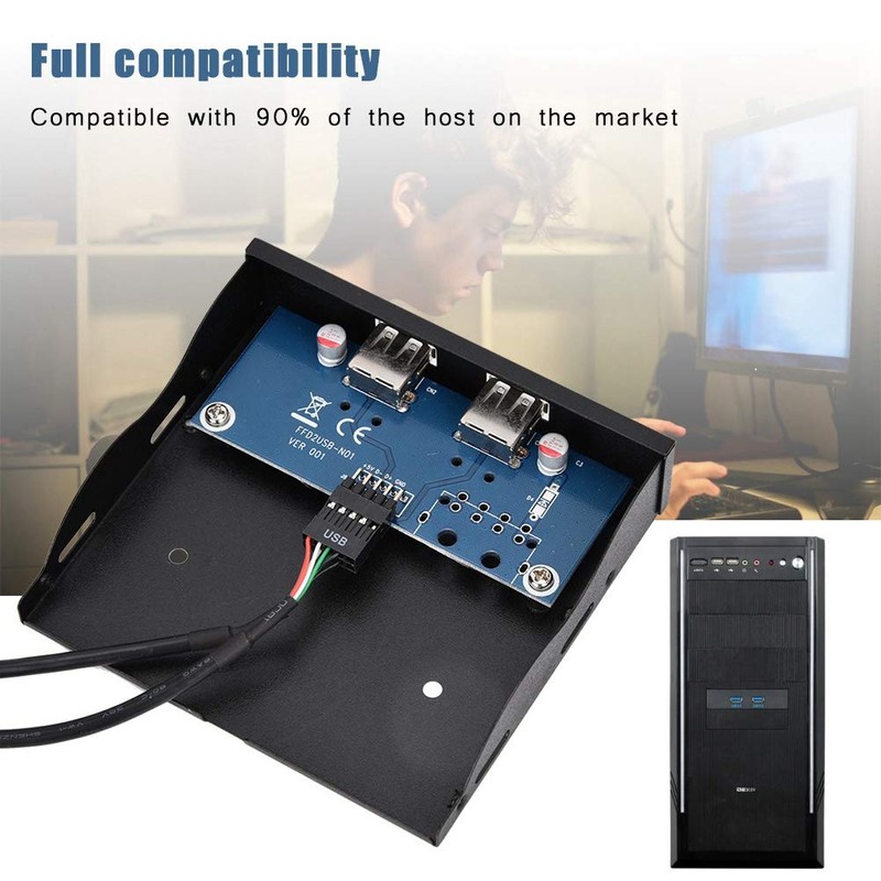 ASHATA USB 2.0 Front Panel, USB 2.0 2-Port 3.5 Inch