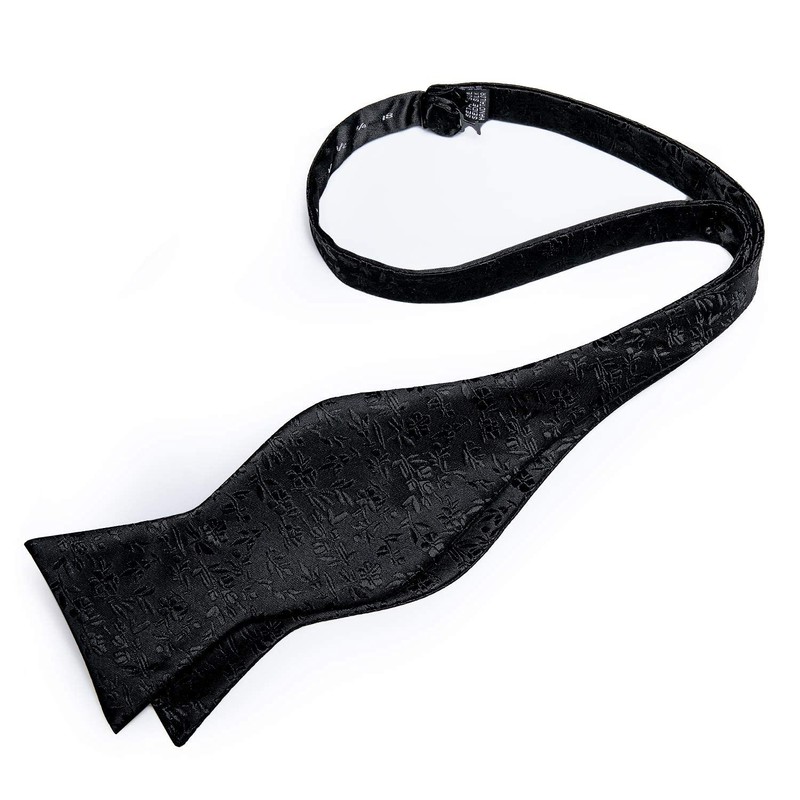 DiBanGu Black Bow Ties for Men Silk Self Tied Bow