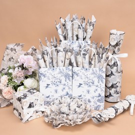 Larcenciel Floral Gift Wrapping Tissue Paper 60 Sheets 20x14, Elegant Cream Rose Pearl Pattern Tissue Paper for Gift Bags Crafts, Pretty Flower Gift Packaging for Wedding Birthday Holiday Party Decor