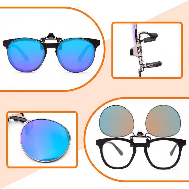 JO Polarized Clip-On Sunglasses UV400 Anti-Glare Lenses with Metal Frame