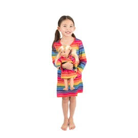 Leveret Kids & Toddler Matching Doll & Girl Nightgown Colorful Stripes (Size 10 Years)